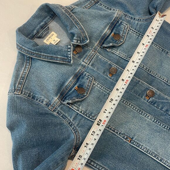 ~ Crewcuts 12 Kid's Jean Jacket Unisex Blue Buttons Girls Boys Stretch Denim - Picture 5 of 14